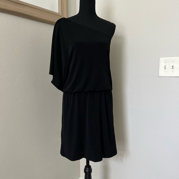 White House Black Market One Shoulder Flutter Sleeve Mini Dress - Picture 1 of 4